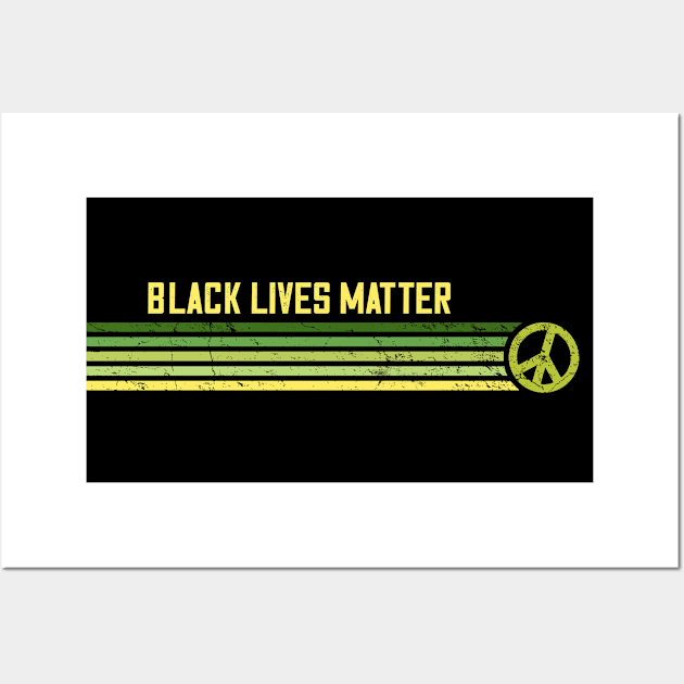 Black Lives Matter - Retro Peace Stripes Green Wall Art by Jitterfly